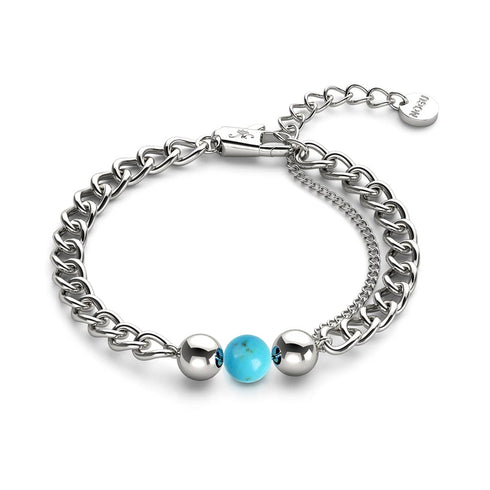 Türkis x Silber | Edelstein-Kettenarmband